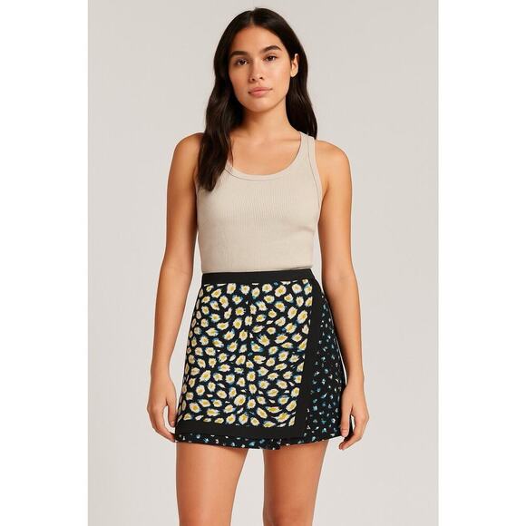 J Crew Graphic Black Pleated Skirt Size 10 100% Polyester Skirt/lining Side Zip - Picture 1 of 11